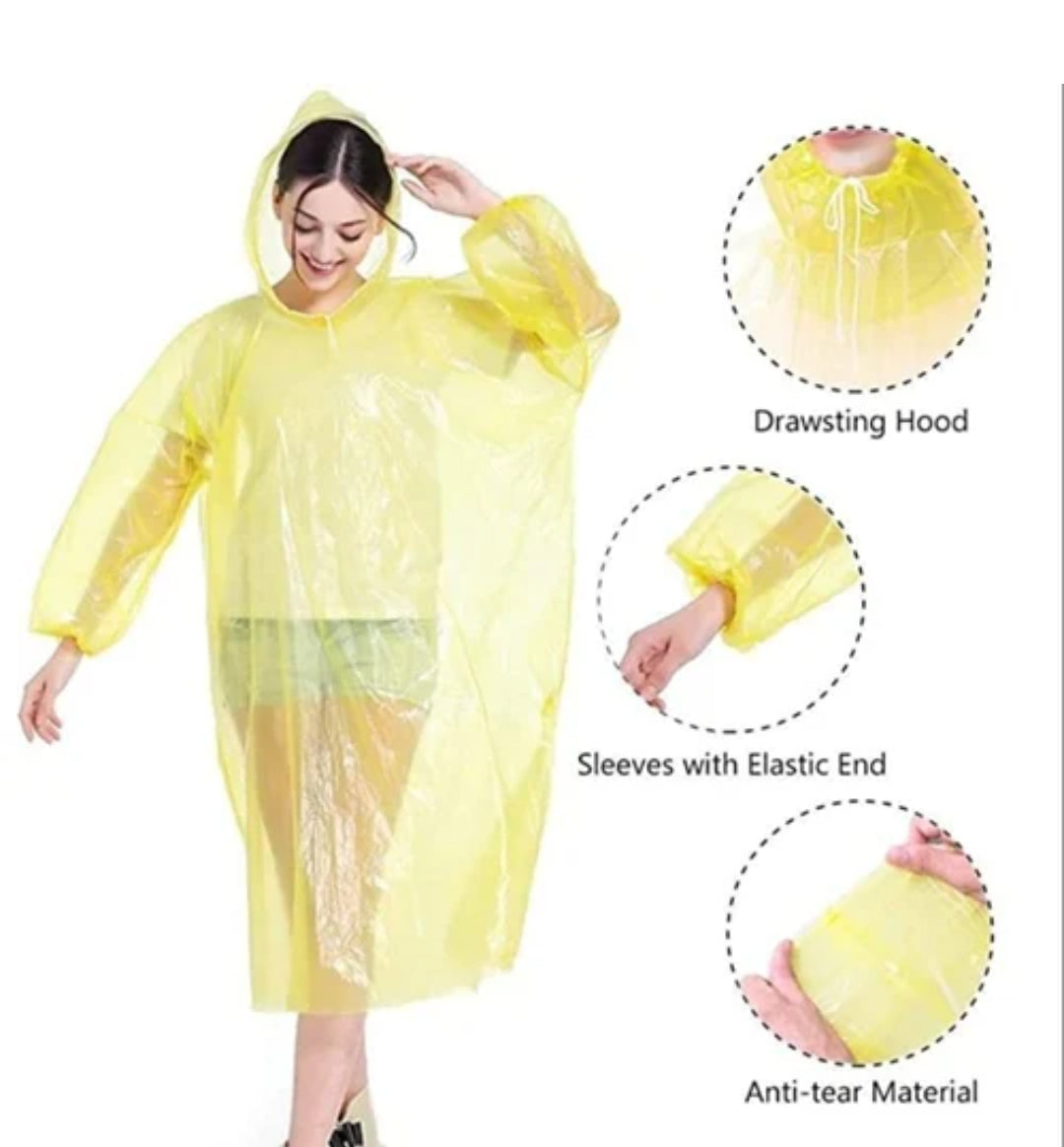 Unisex Disposable Rain Coat(Pack of 5)